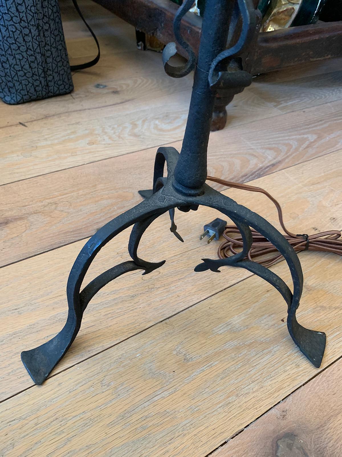 20th Century Iron Candlestick as Lamp 6