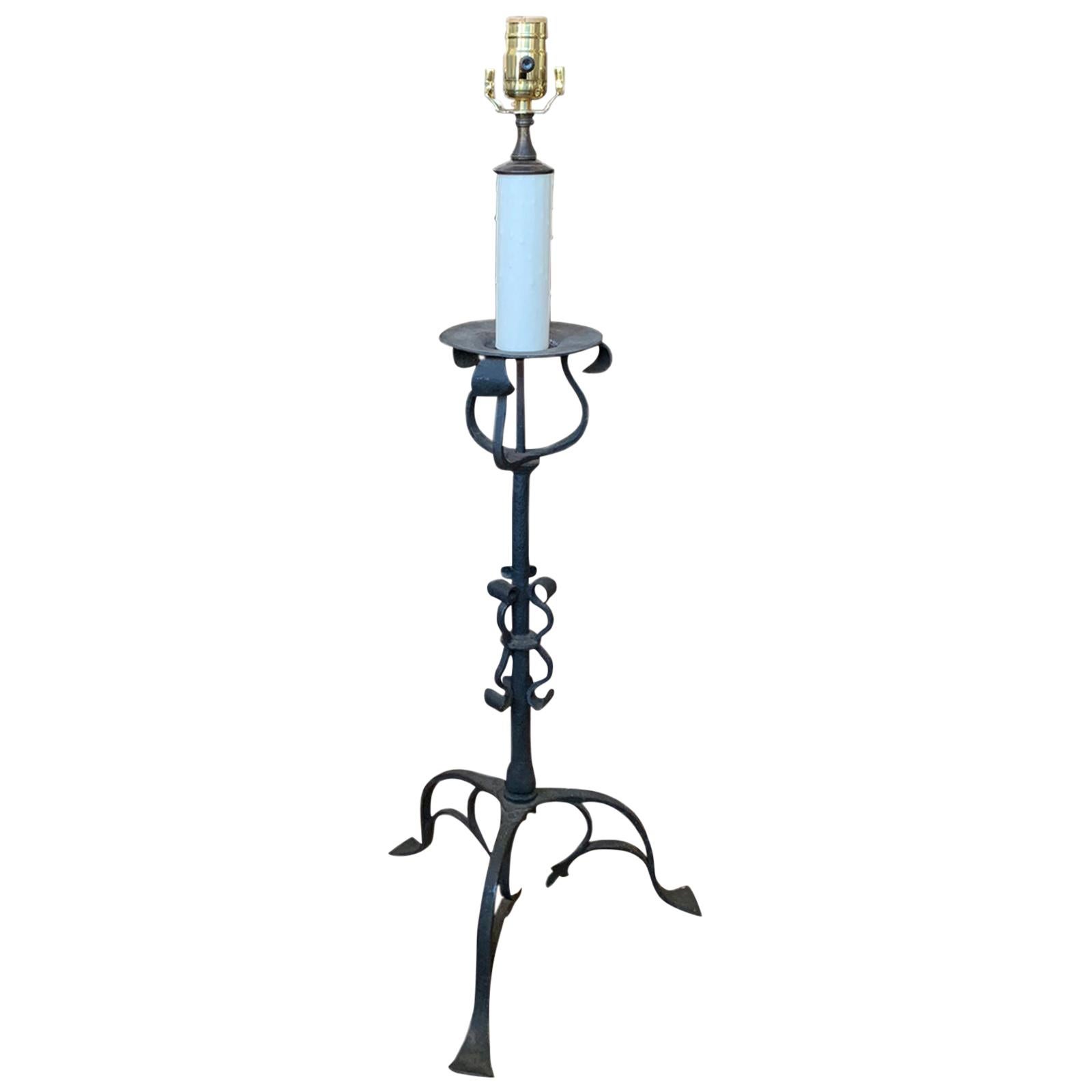 20th Century Iron Candlestick as Lamp