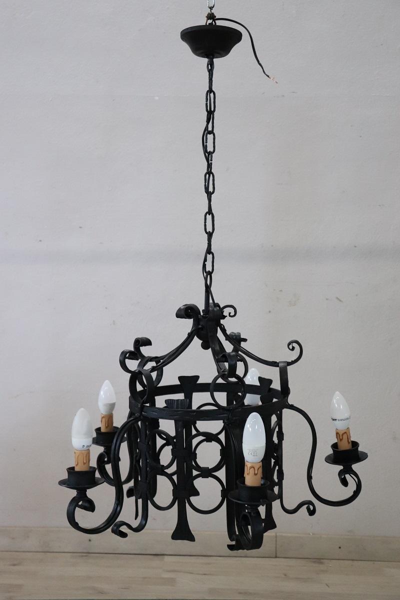 Lampadario in ferro del XX secolo in vendita 5