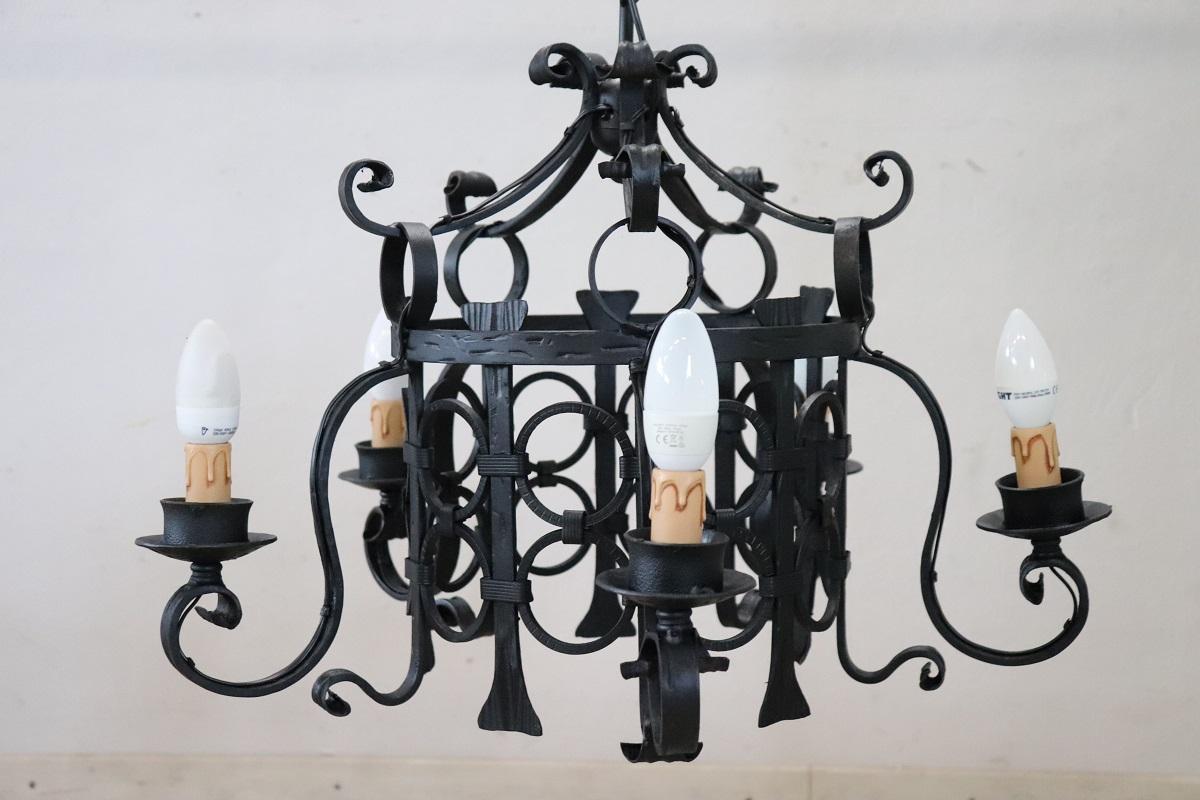 Lampadario in ferro del XX secolo in vendita 6