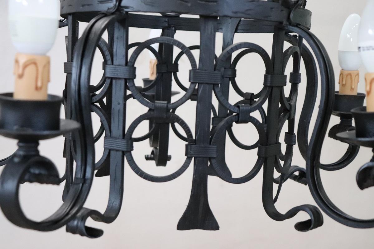 Lampadario in ferro del XX secolo in vendita 2