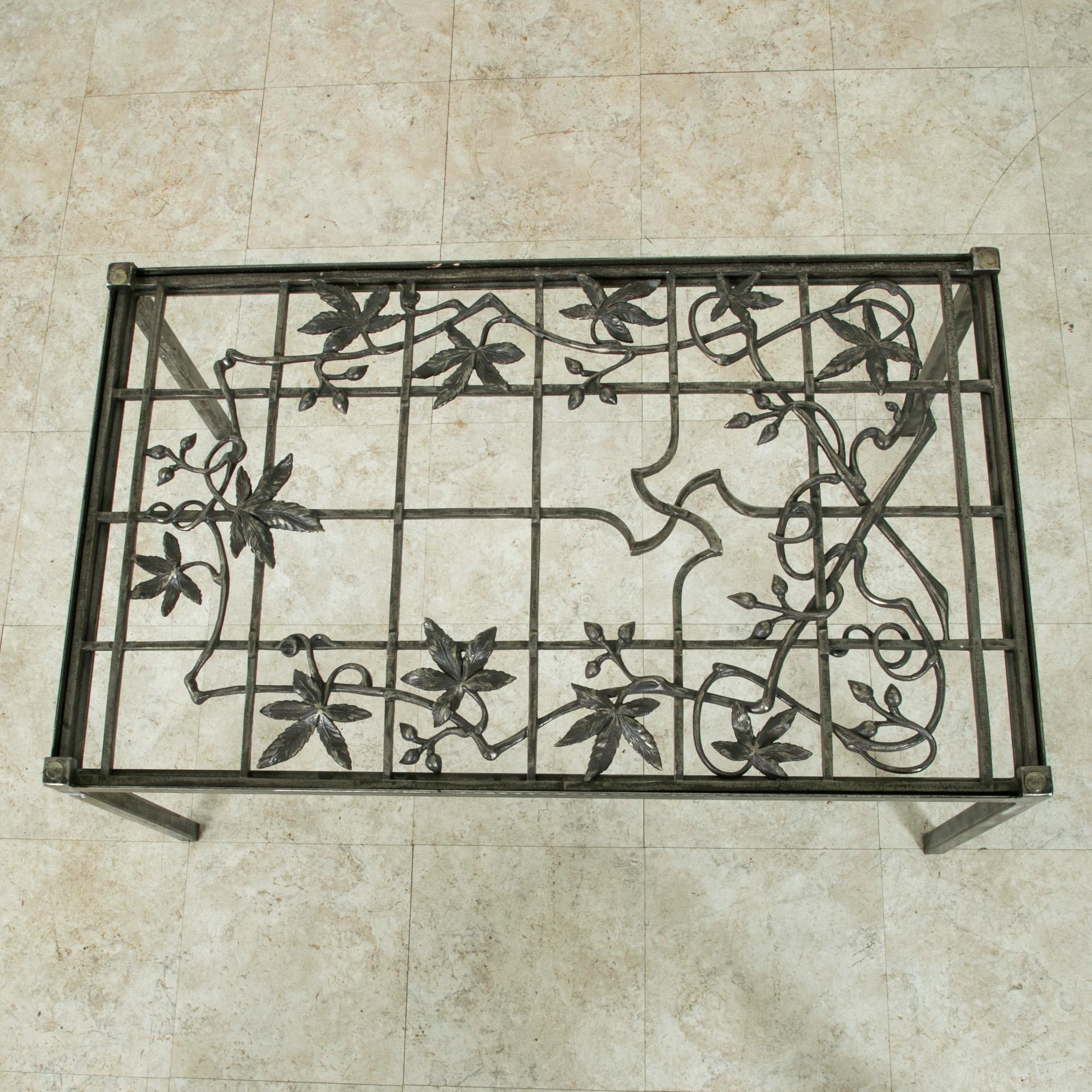 20th Century Iron Coffee Table Made with French Art Nouveau Period Balcony Grill 3