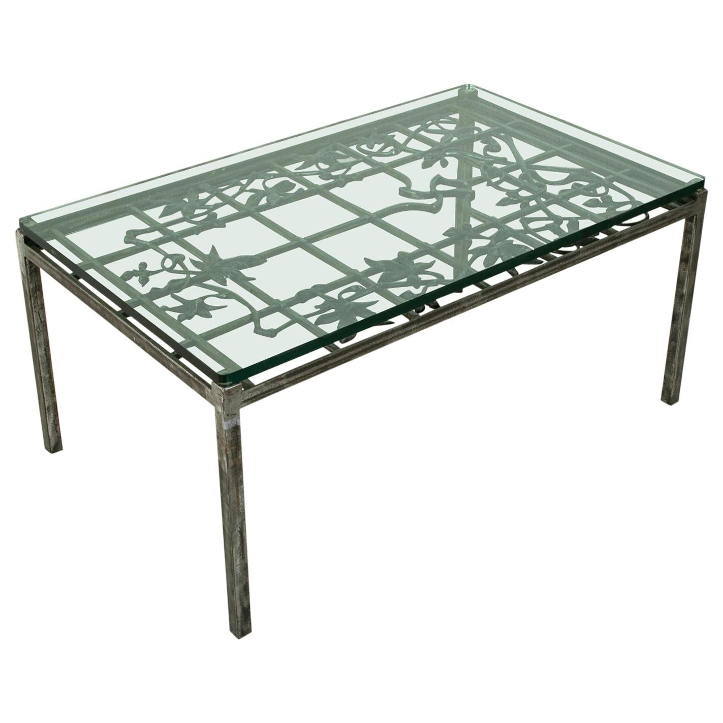 20th Century Iron Coffee Table Made with French Art Nouveau Period Balcony Grill