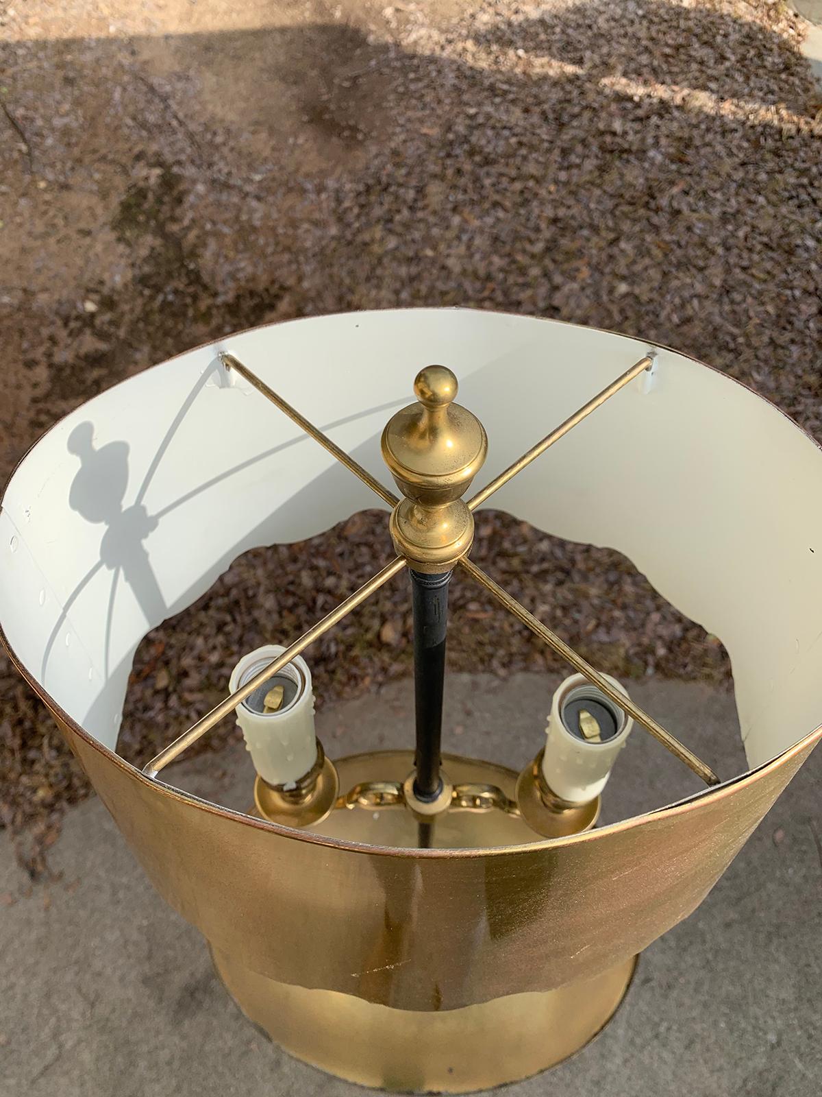 20th Century Iron Floor Lamp with Brass Table, Adjustable Brass Shade 6