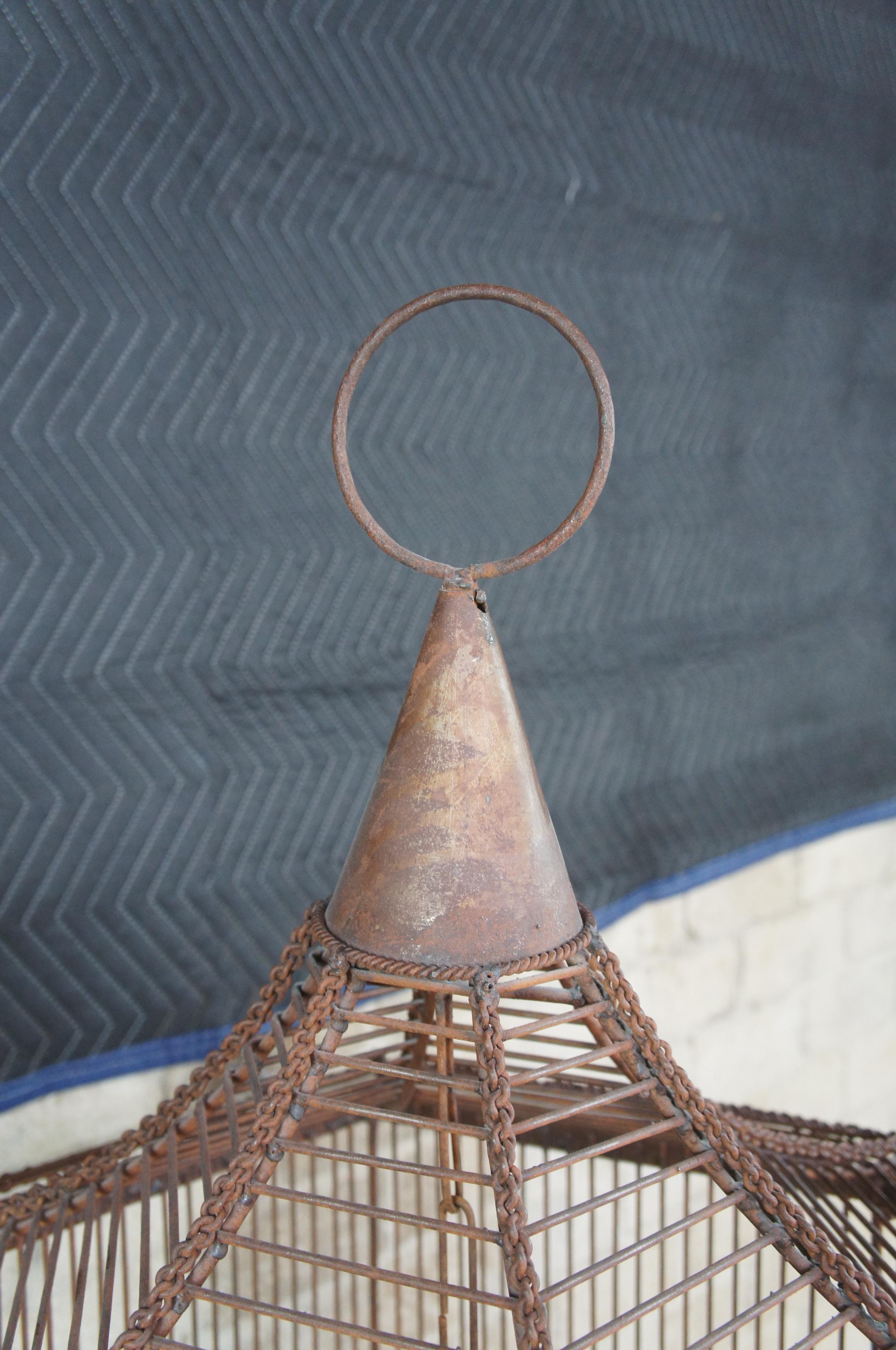 20th Century Iron Octogon Pagoda Birdcage House on Stand 2