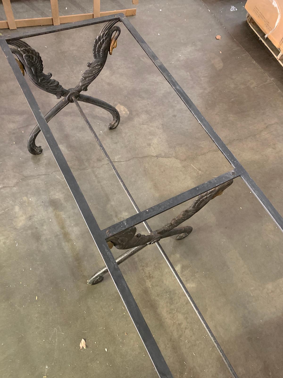 20th Century Iron Swan Console or Conservatory Table Base For Sale 10