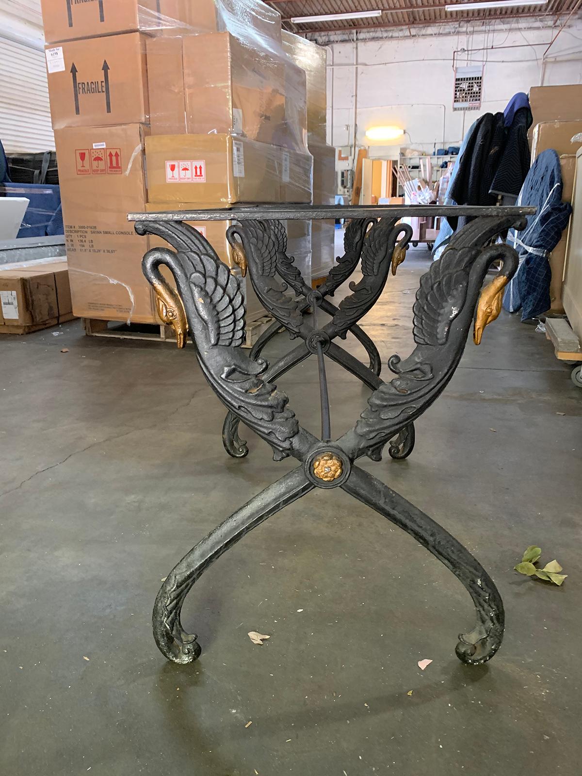 20th Century Iron Swan Console or Conservatory Table Base For Sale 3