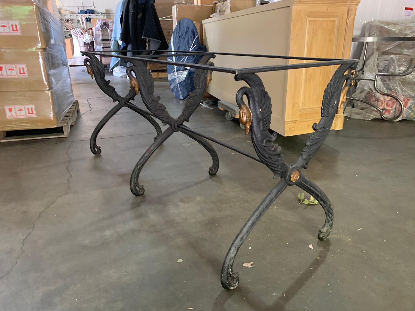 20th Century Iron Swan Console or Conservatory Table Base For Sale 4