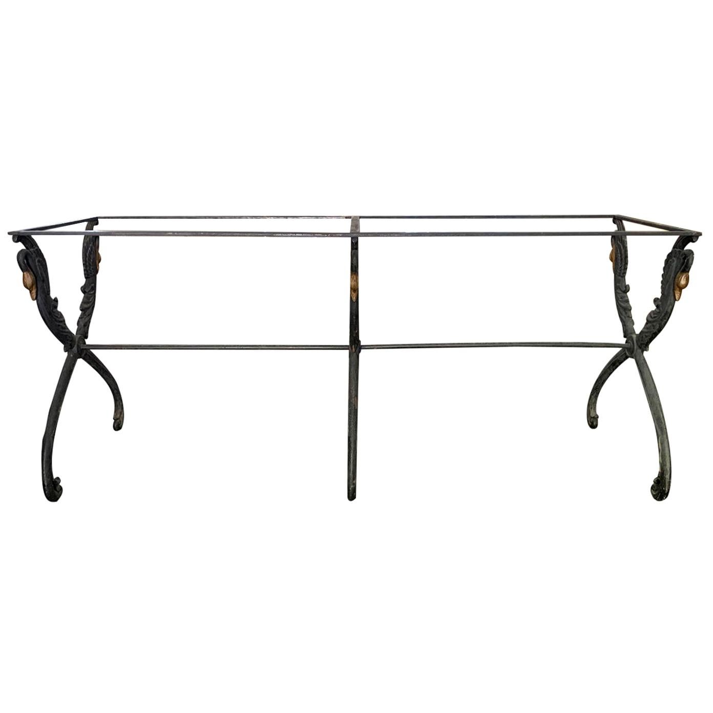20th Century Iron Swan Console or Conservatory Table Base For Sale