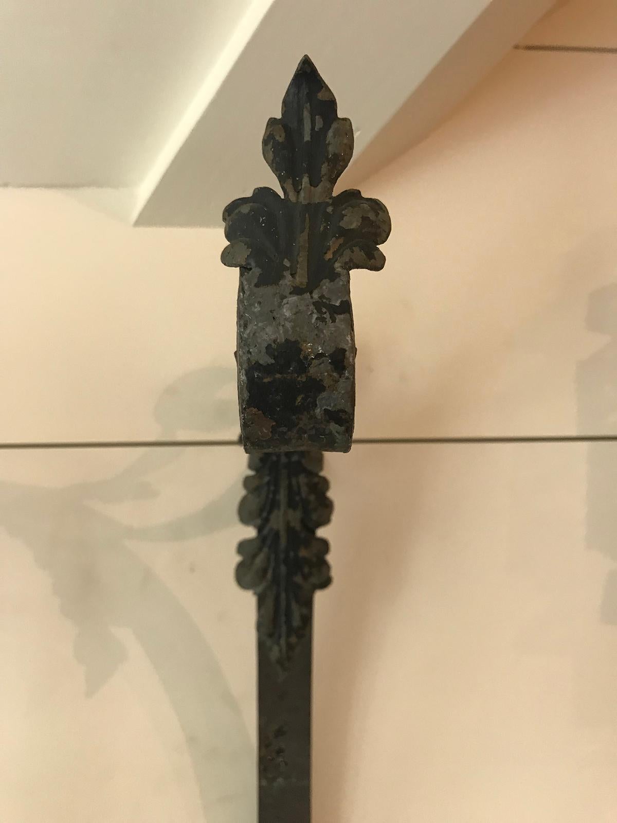 20th Century Iron Wall Bracket or Arm with Feather Detail 1