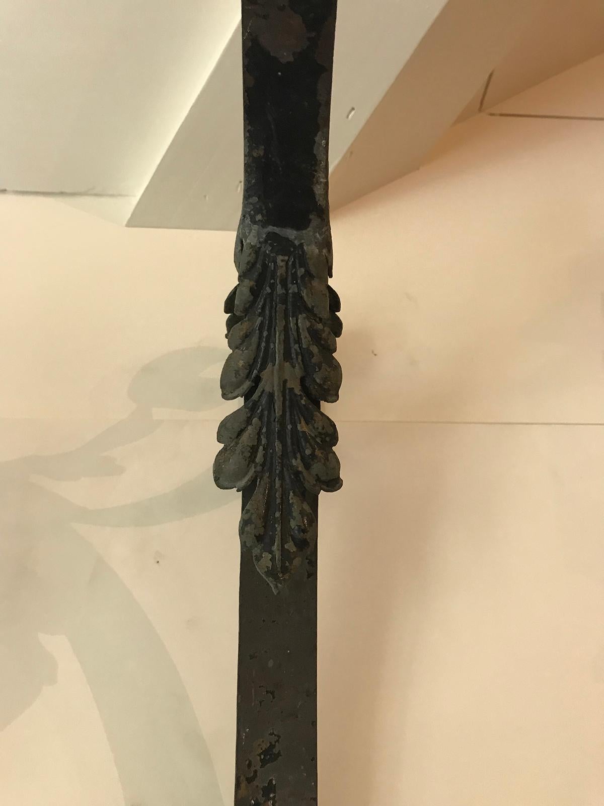 20th Century Iron Wall Bracket or Arm with Feather Detail 2