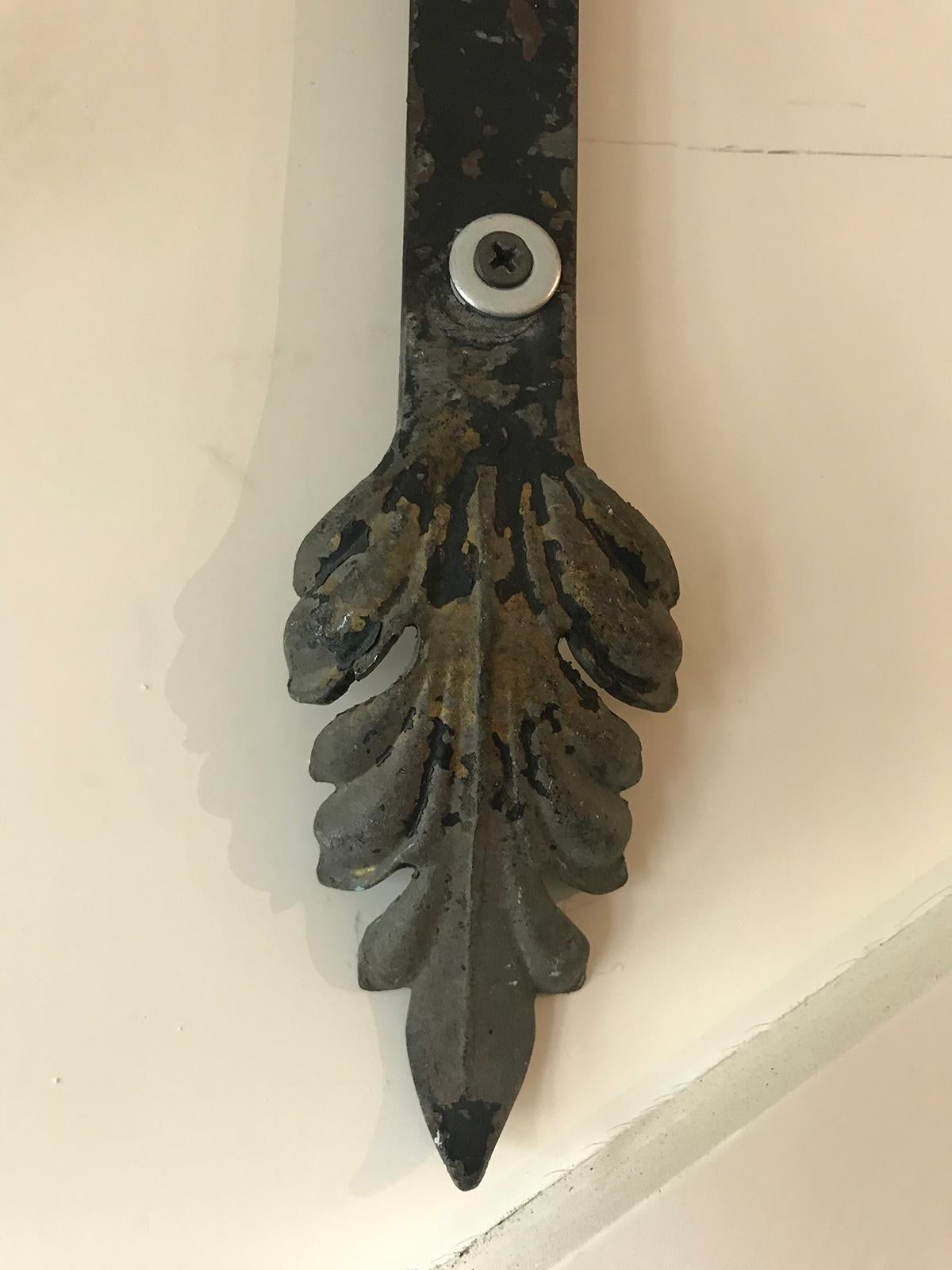 20th Century Iron Wall Bracket or Arm with Feather Detail 3