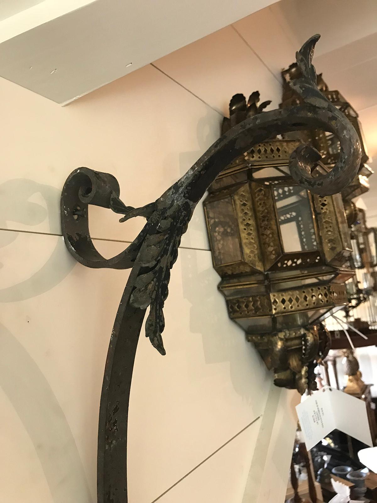 20th Century Iron Wall Bracket or Arm with Feather Detail 4