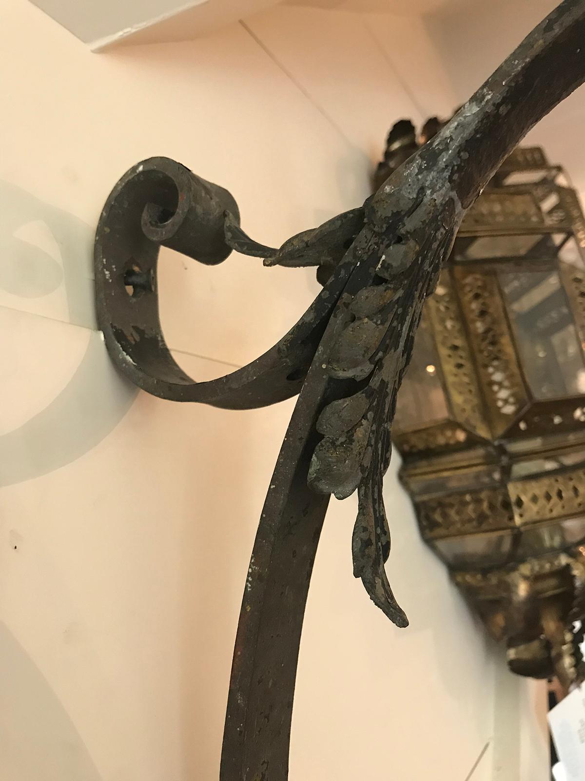 20th Century Iron Wall Bracket or Arm with Feather Detail 5