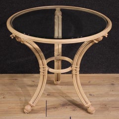 table d'appoint italienne ronde en fer et verre du 20e siècle, 1970