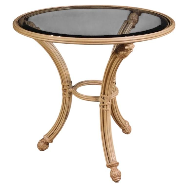 20th Century Iron with Glass Top Italian Round Side Table, 1970 in vendita