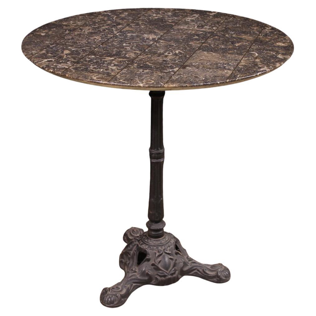 20th Century Iron with Marble Top French Round Bistro Table, 1970 in vendita