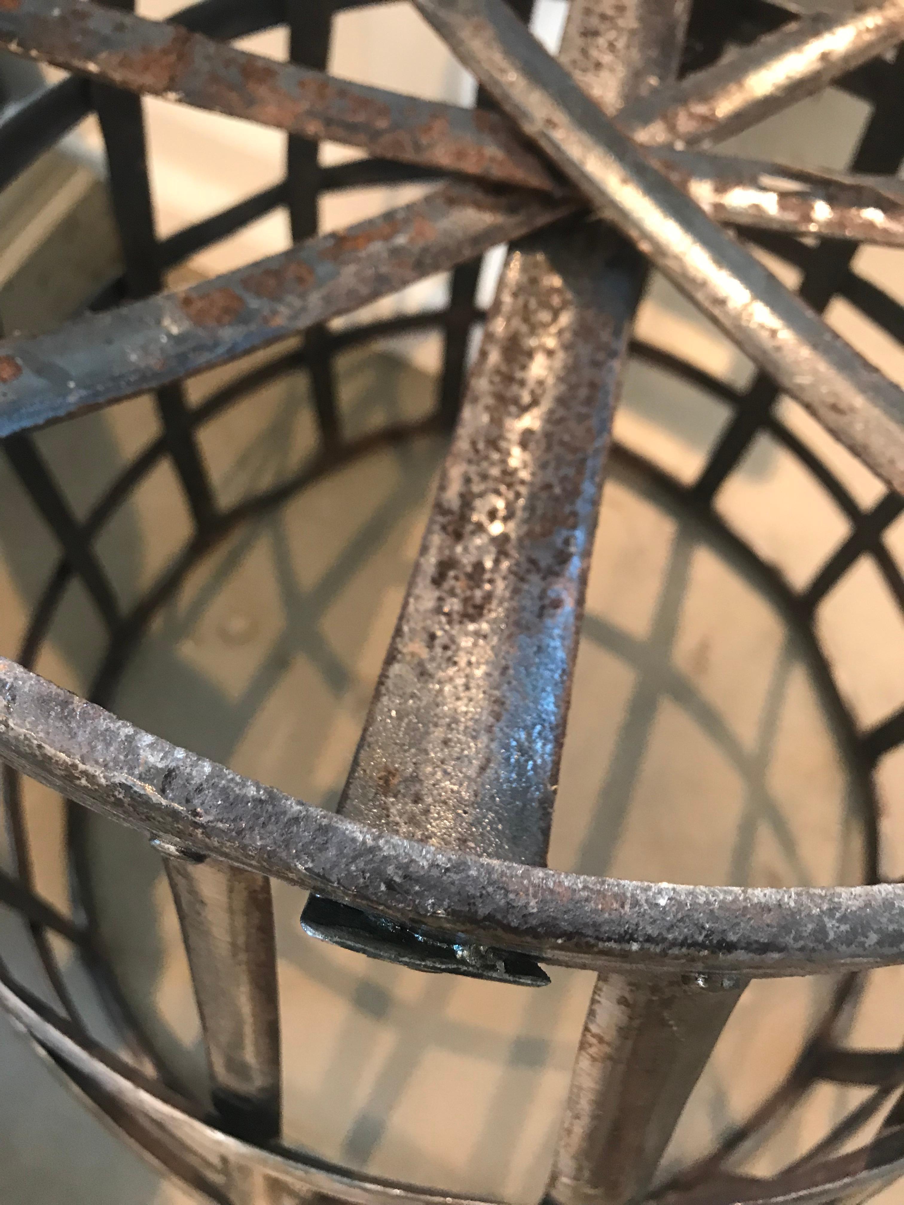 20th Century Iron Wood Basket In Excellent Condition In Boston, MA