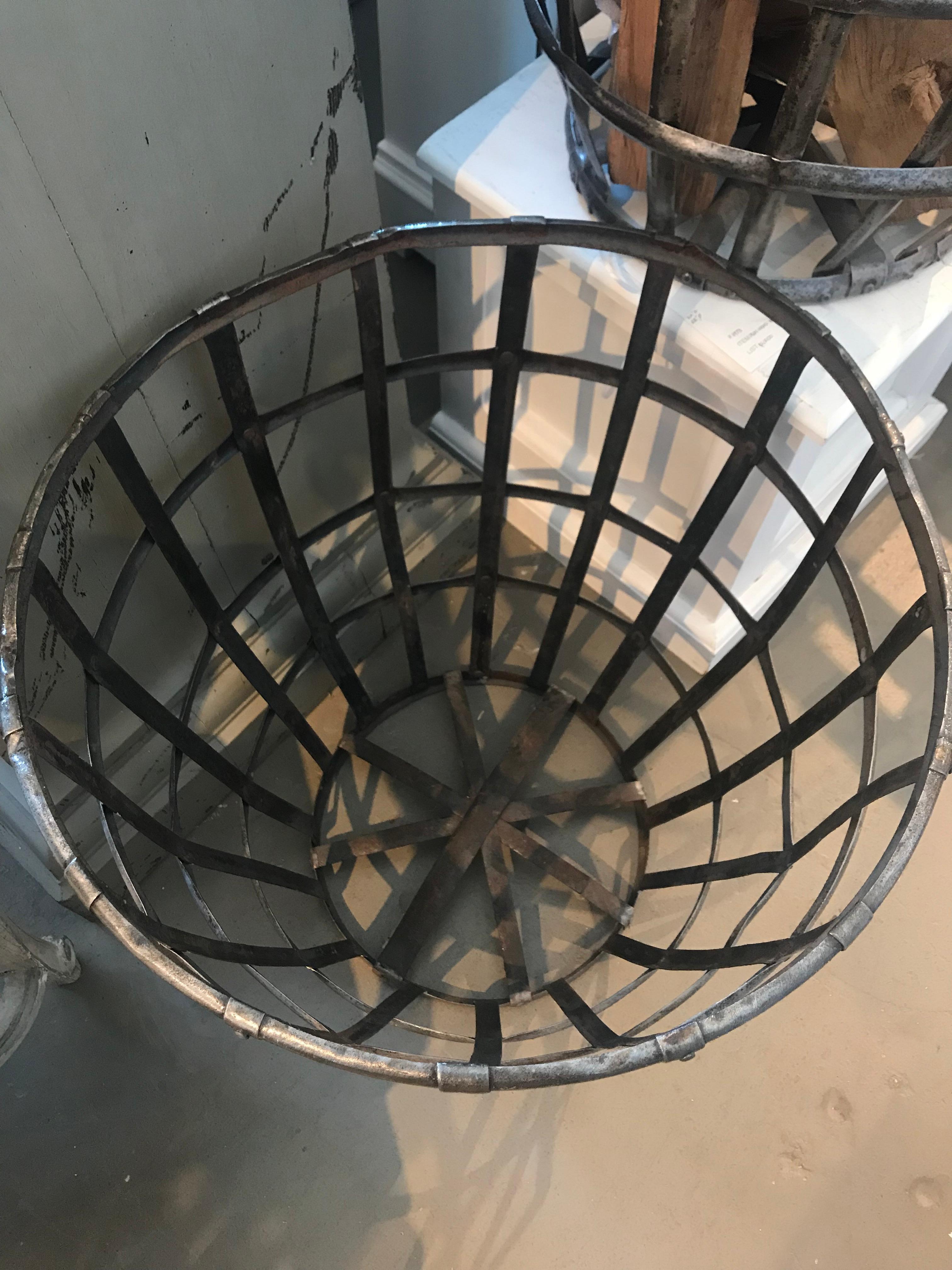 20th Century Iron Wood Basket 1