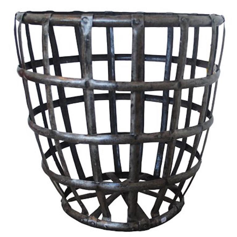 20th Century Iron Wood Basket