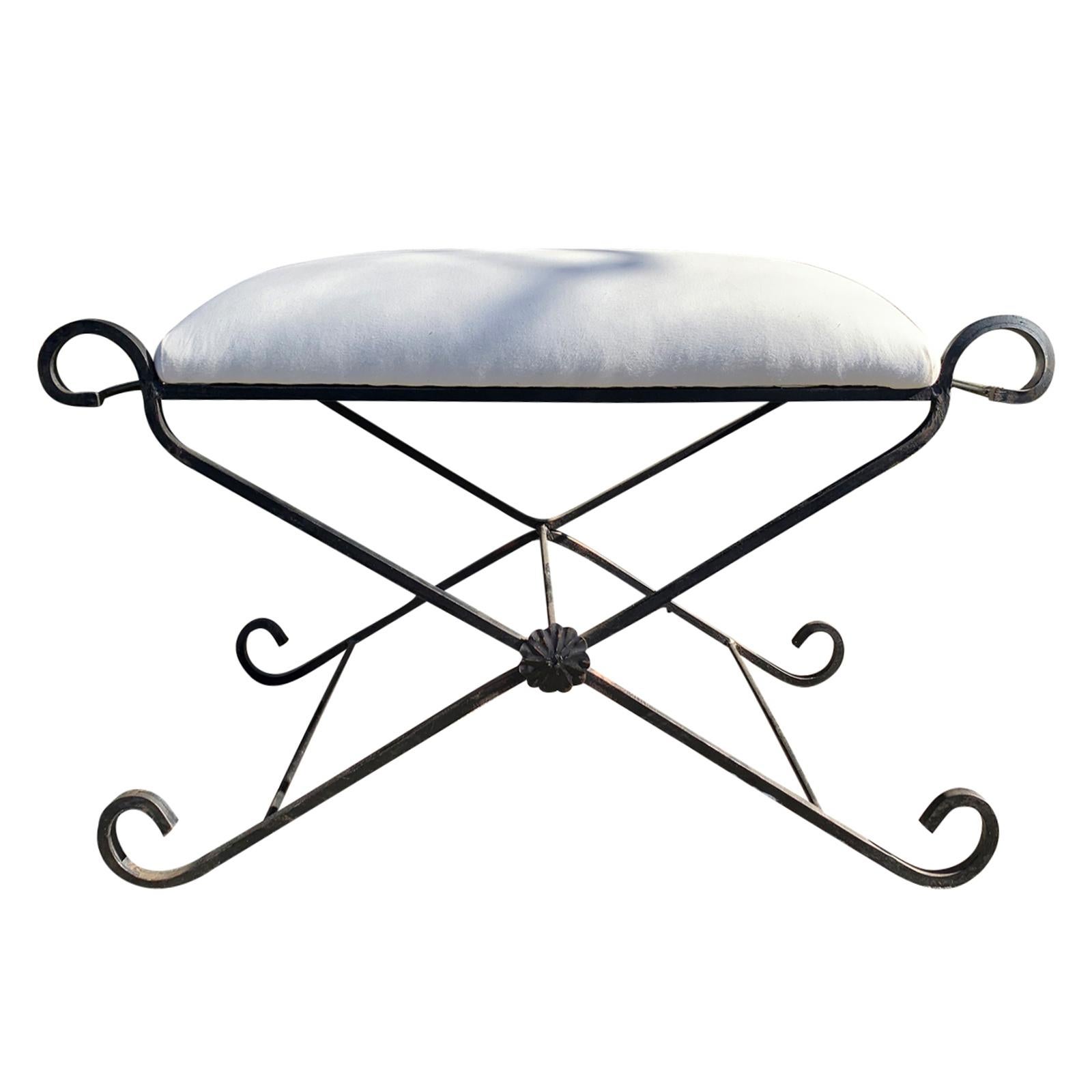 20th Century Iron X Bench, Possibly Salterini