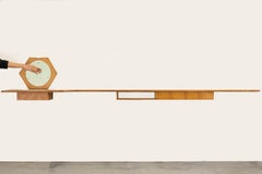 Consola suspendida de pared en madera con espejo de cristal by ISA Bergamo Años 60 Italia