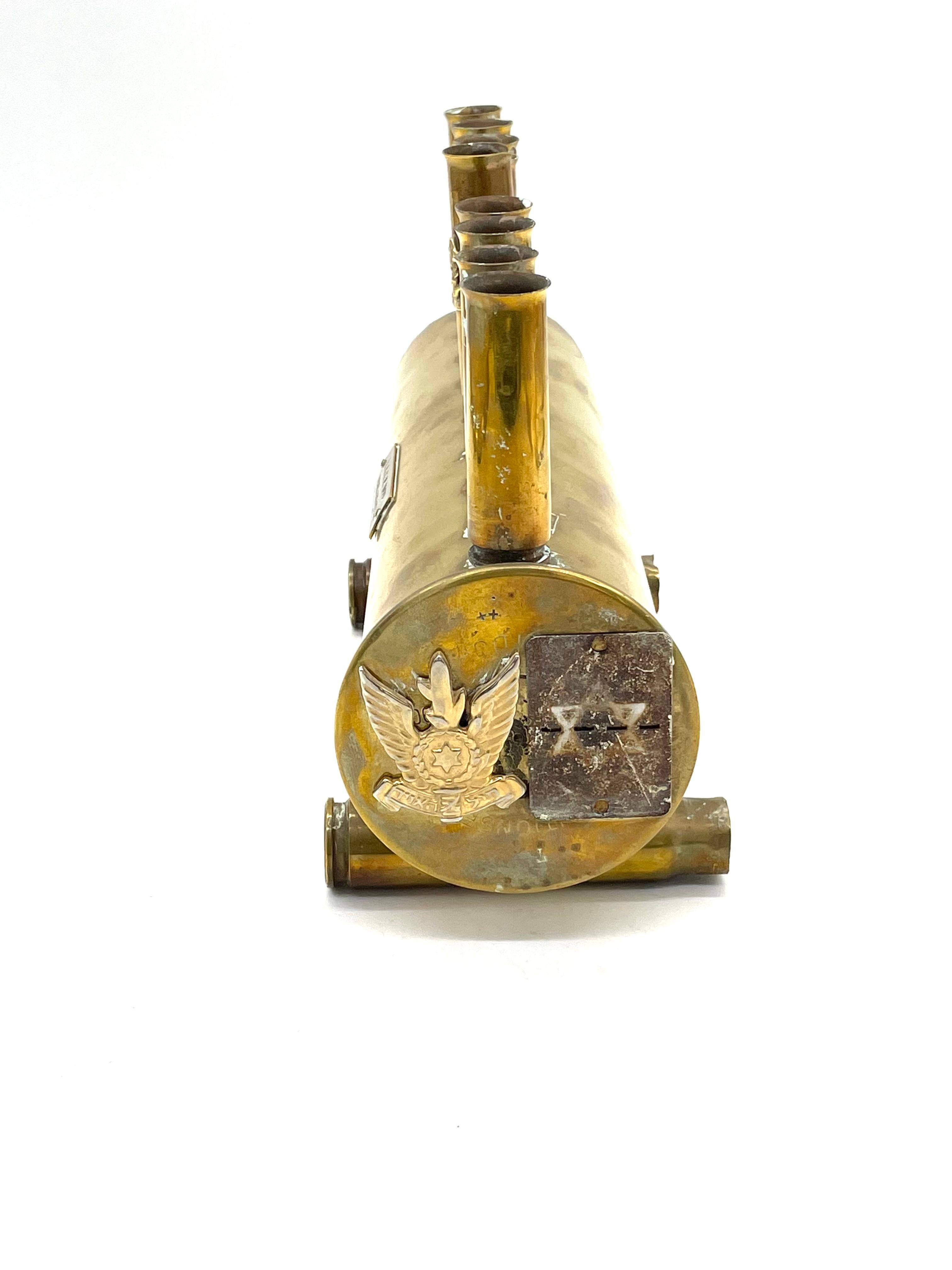 20th Century Israeli Defense Forces Brass Hanukkah Lamp For Sale 3