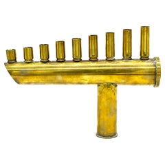 Vintage 20th Century Israeli Defense Forces Brass Hanukkah Lamp