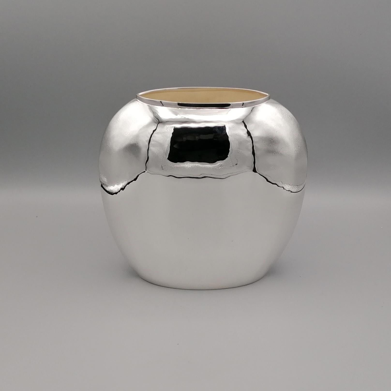 Modern 20th Century Italian Solid Silver Vase For Sale