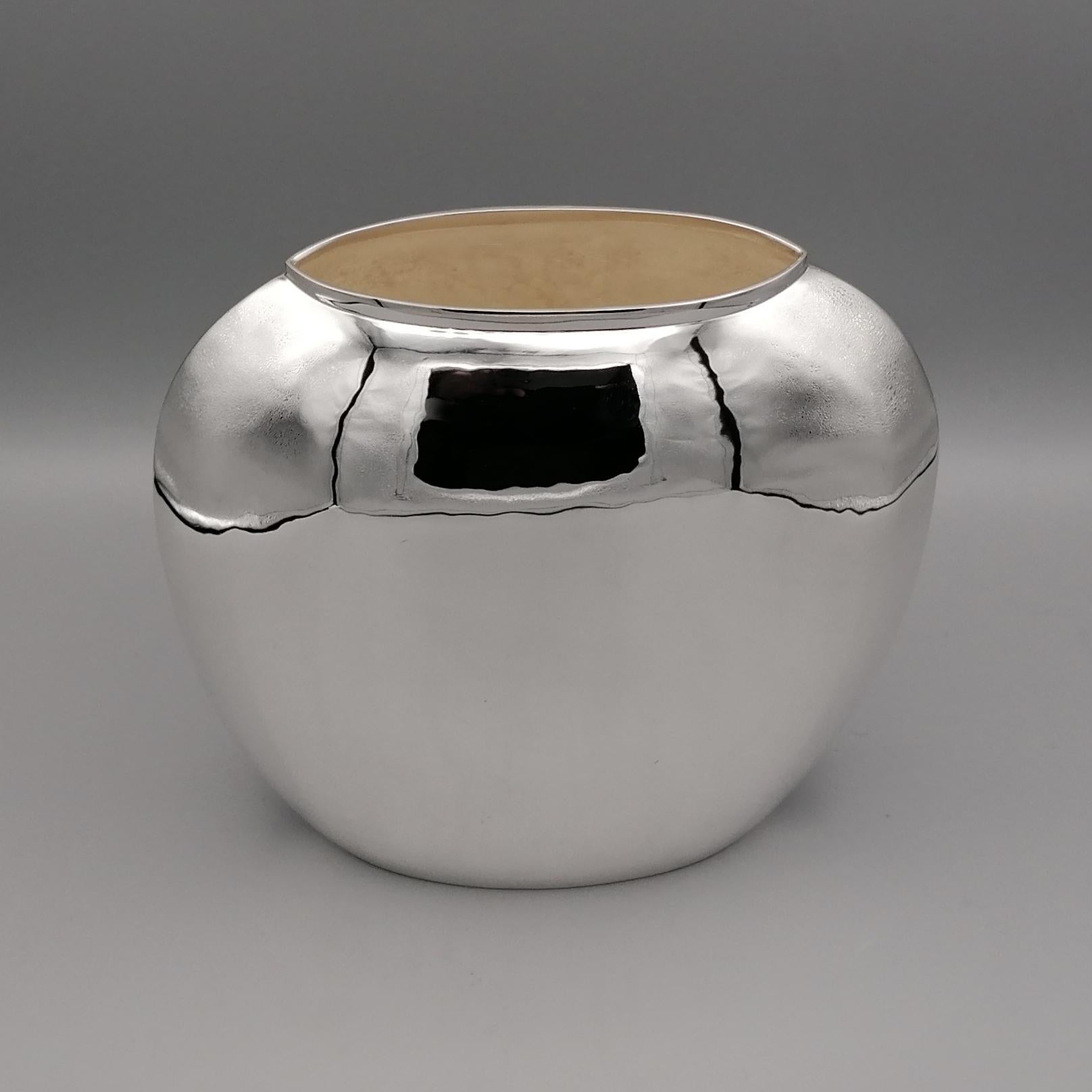 Hammered 20th Century Italian Solid Silver Vase For Sale