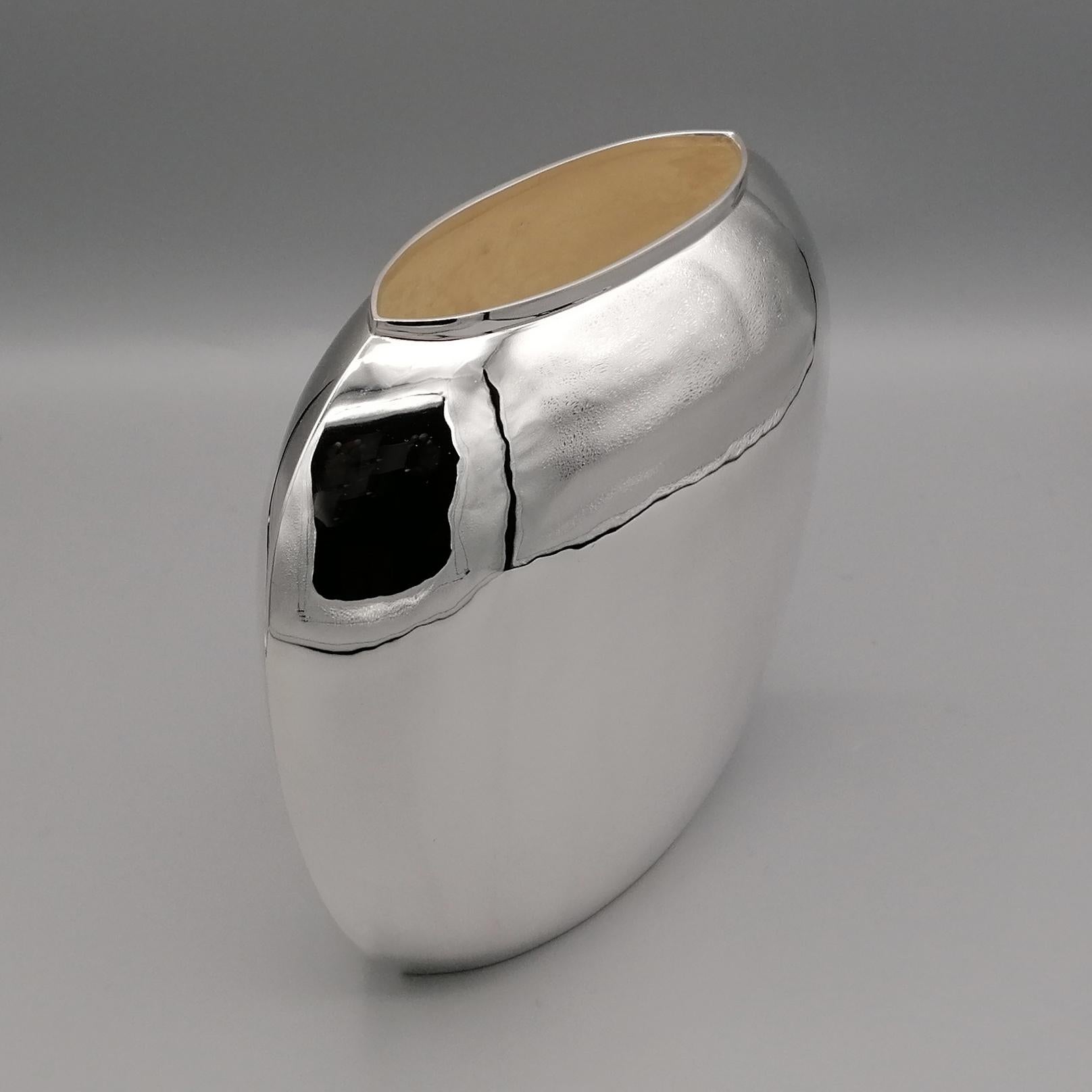 20th Century Italian Solid Silver Vase In New Condition For Sale In VALENZA, IT