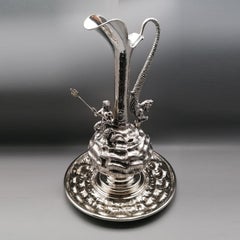 20th Century Italia Solid Silver Jug and Dish Neptune