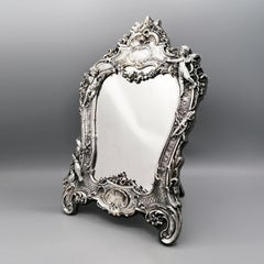 20th Century Italia Sterling Silver Baroque Style Table Mirror