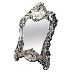 Tischspiegel aus Sterlingsilber im Barockstil, 20. Jahrhundert, Italia