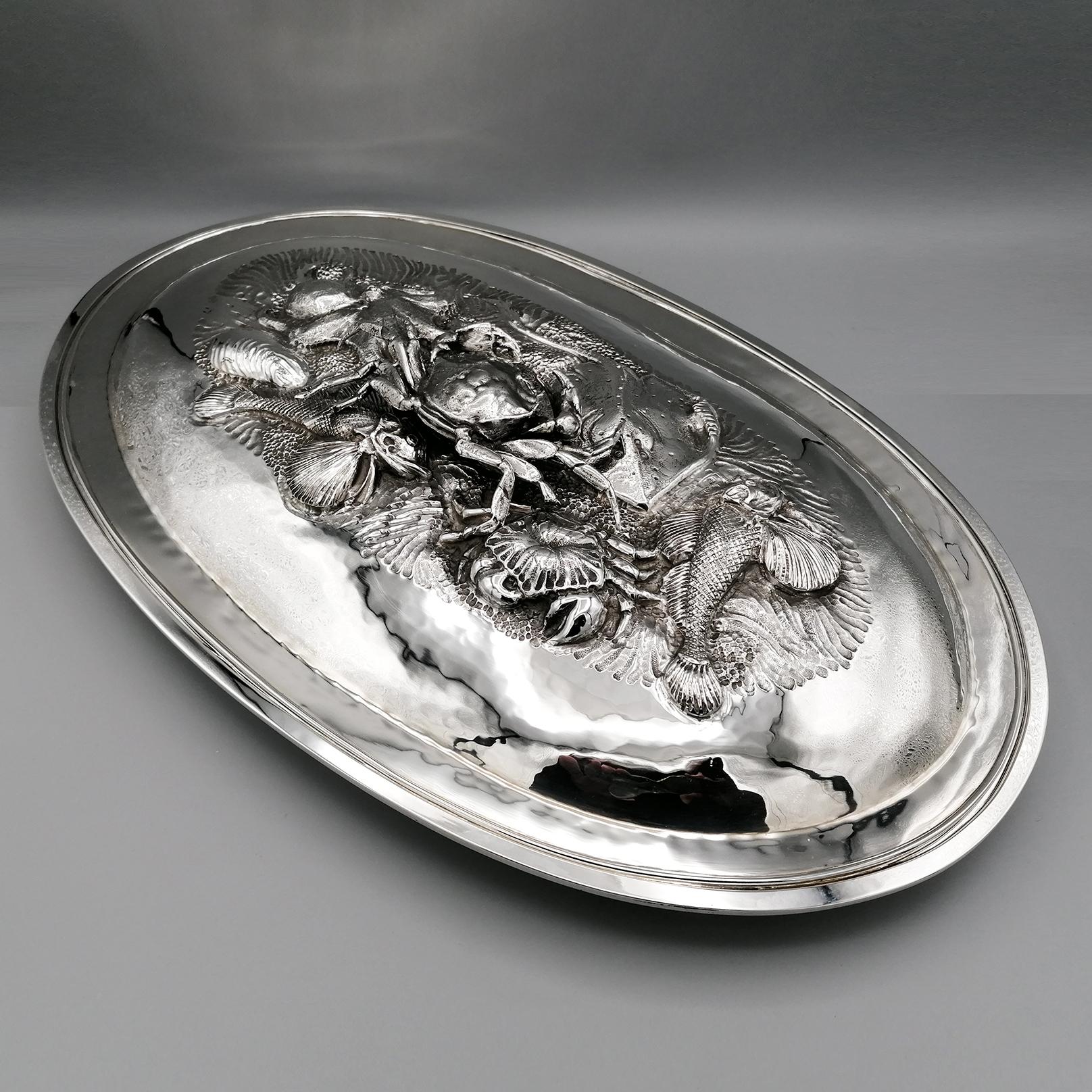 Other 20th Century Italiam Solid Silver Serving Fish and Shellfish Dish For Sale