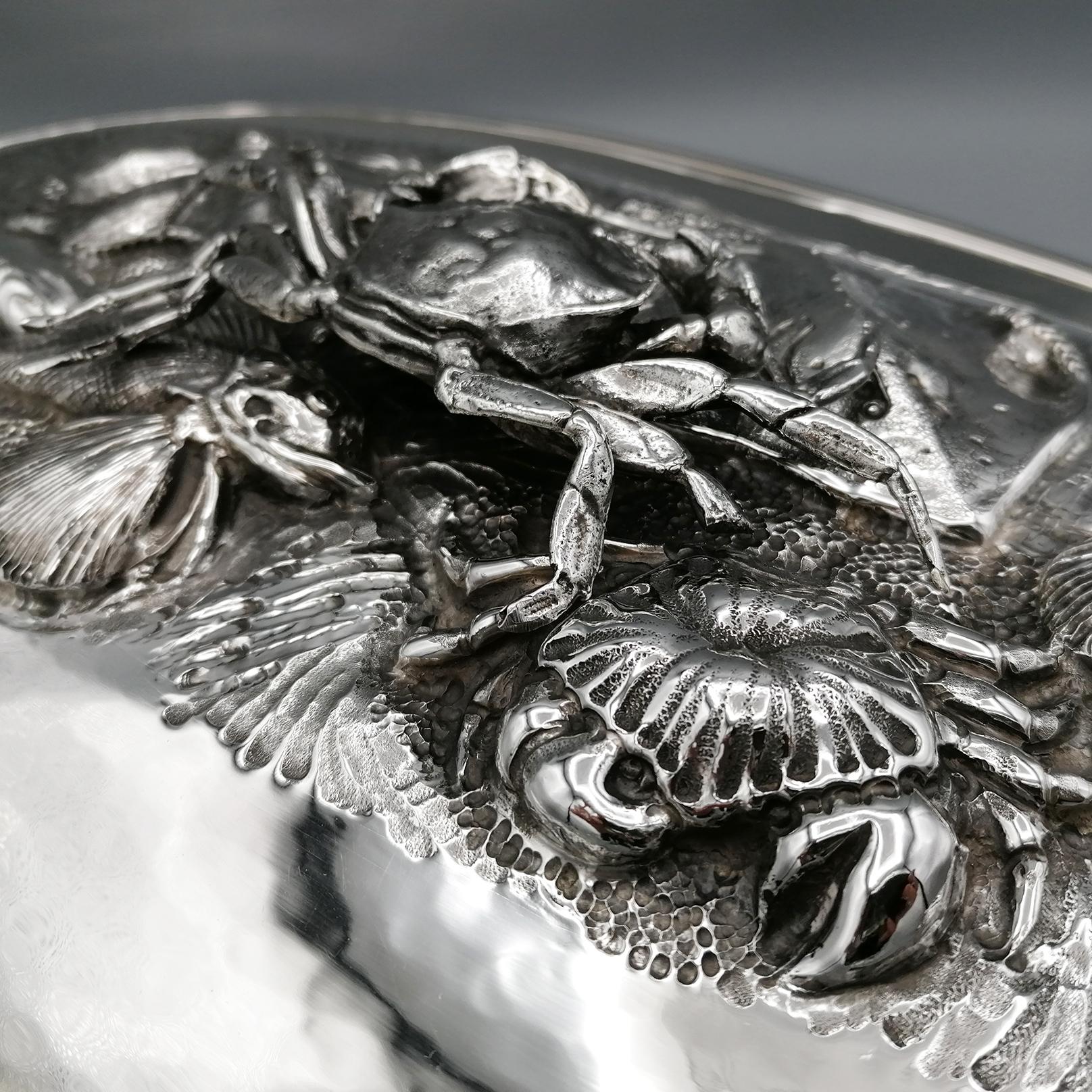 Italian 20th Century Italiam Solid Silver Serving Fish and Shellfish Dish For Sale