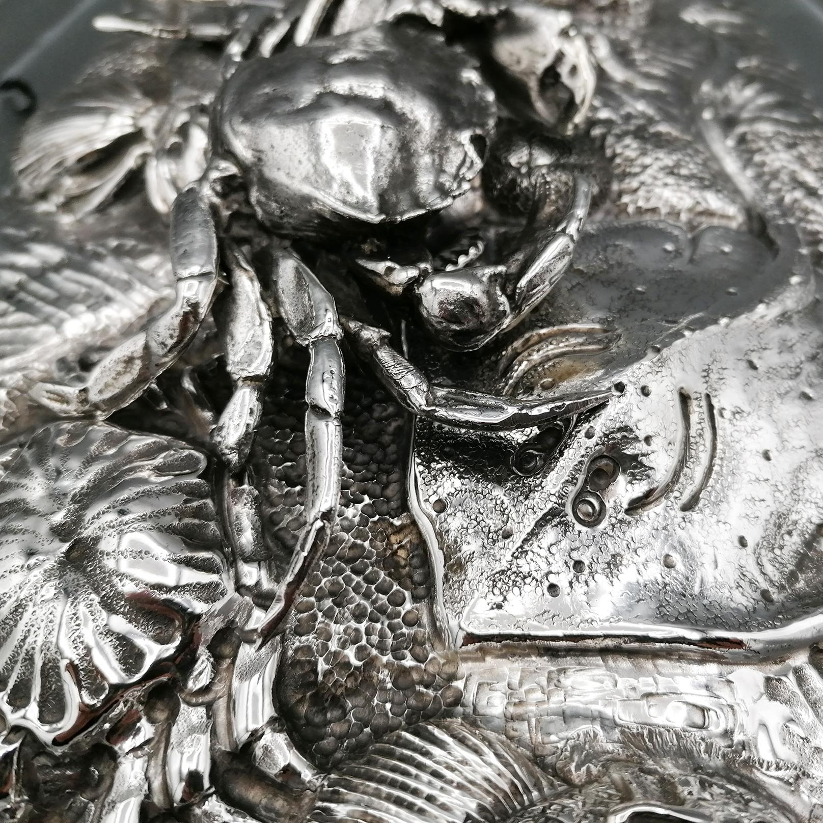 Contemporary 20th Century Italiam Solid Silver Serving Fish and Shellfish Dish For Sale