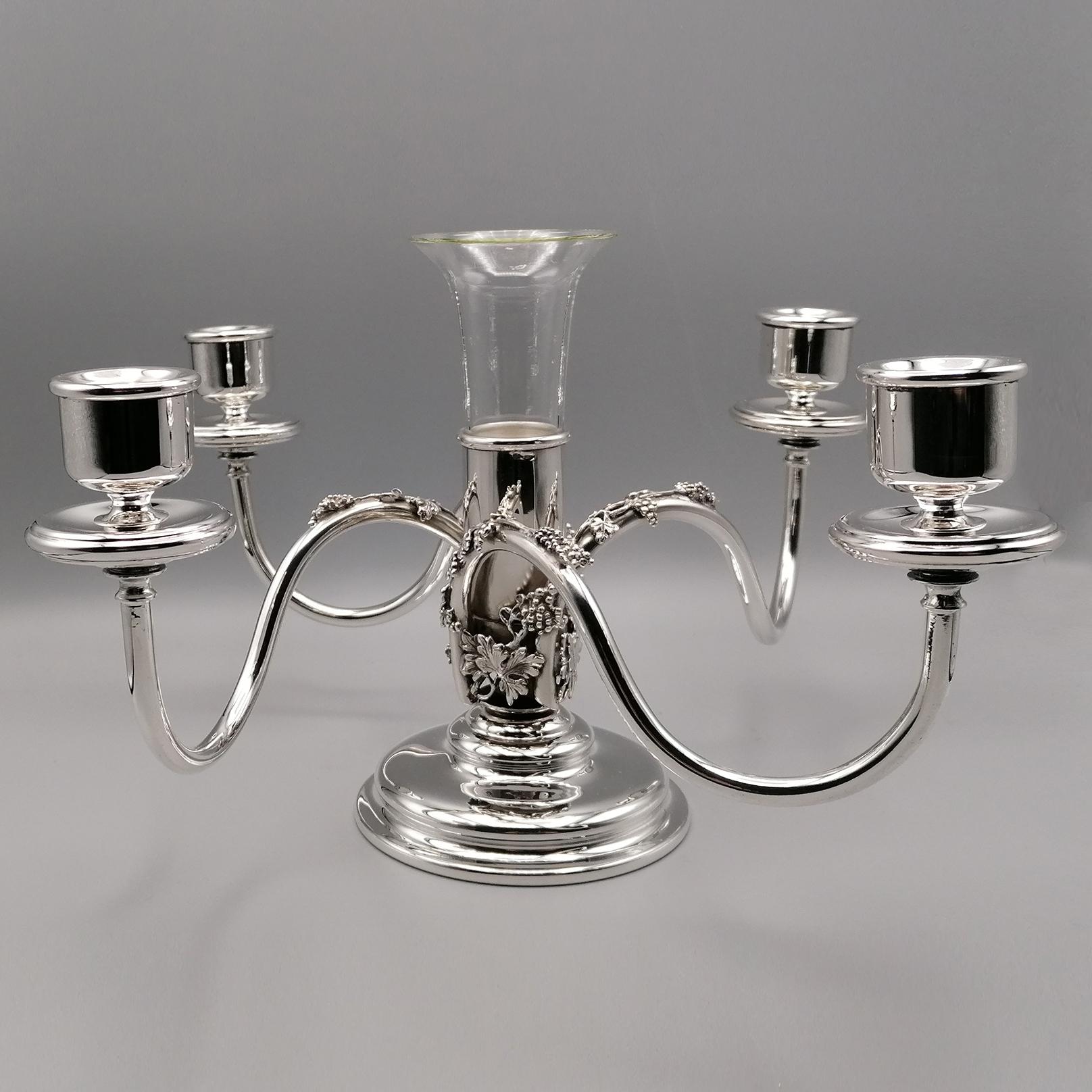 Candelabro italiano del XX secolo a 4 luci con portafiori in vendita 3