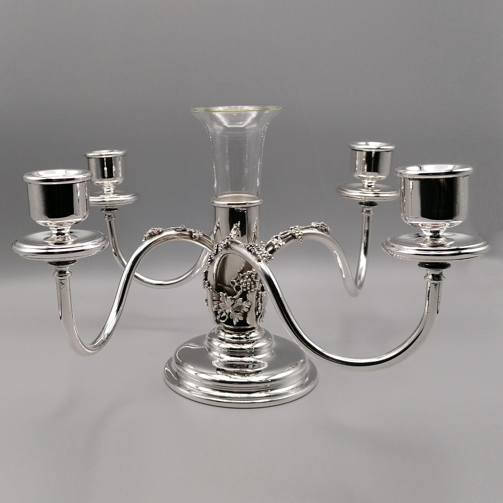 20th Century Italian 4 Light Candelabra with Flower Holder For Sale 3