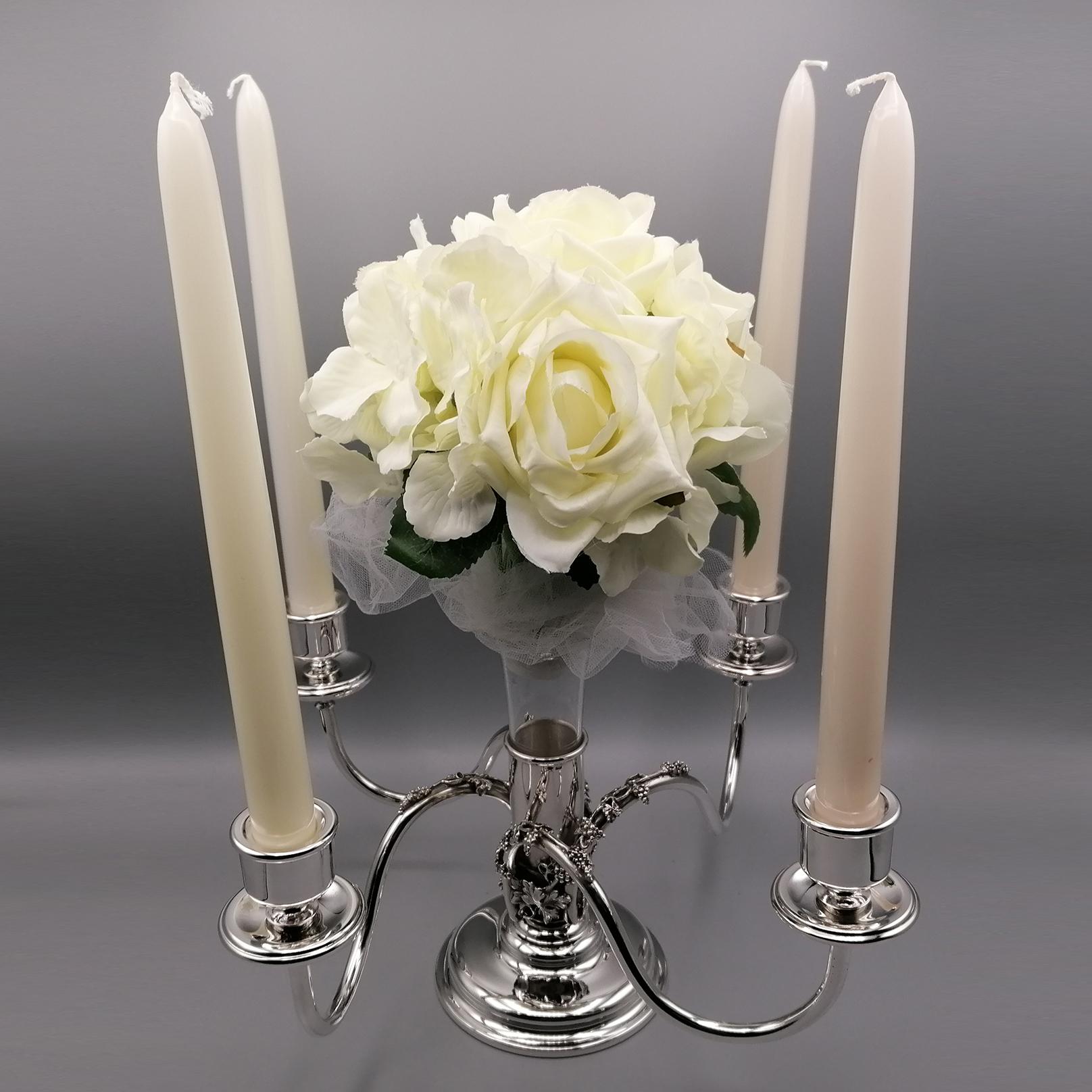 Other 20th Century Italian 4 Light Candelabra with Flower Holder For Sale