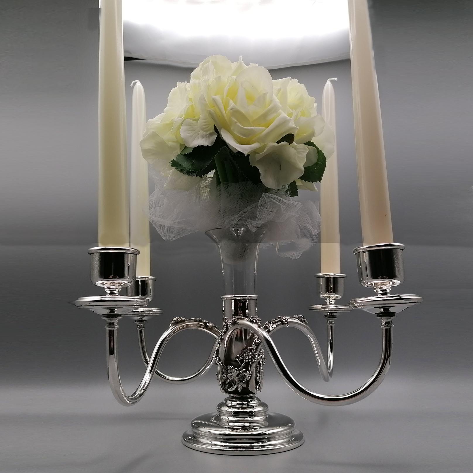 Calco Candelabro italiano del XX secolo a 4 luci con portafiori in vendita
