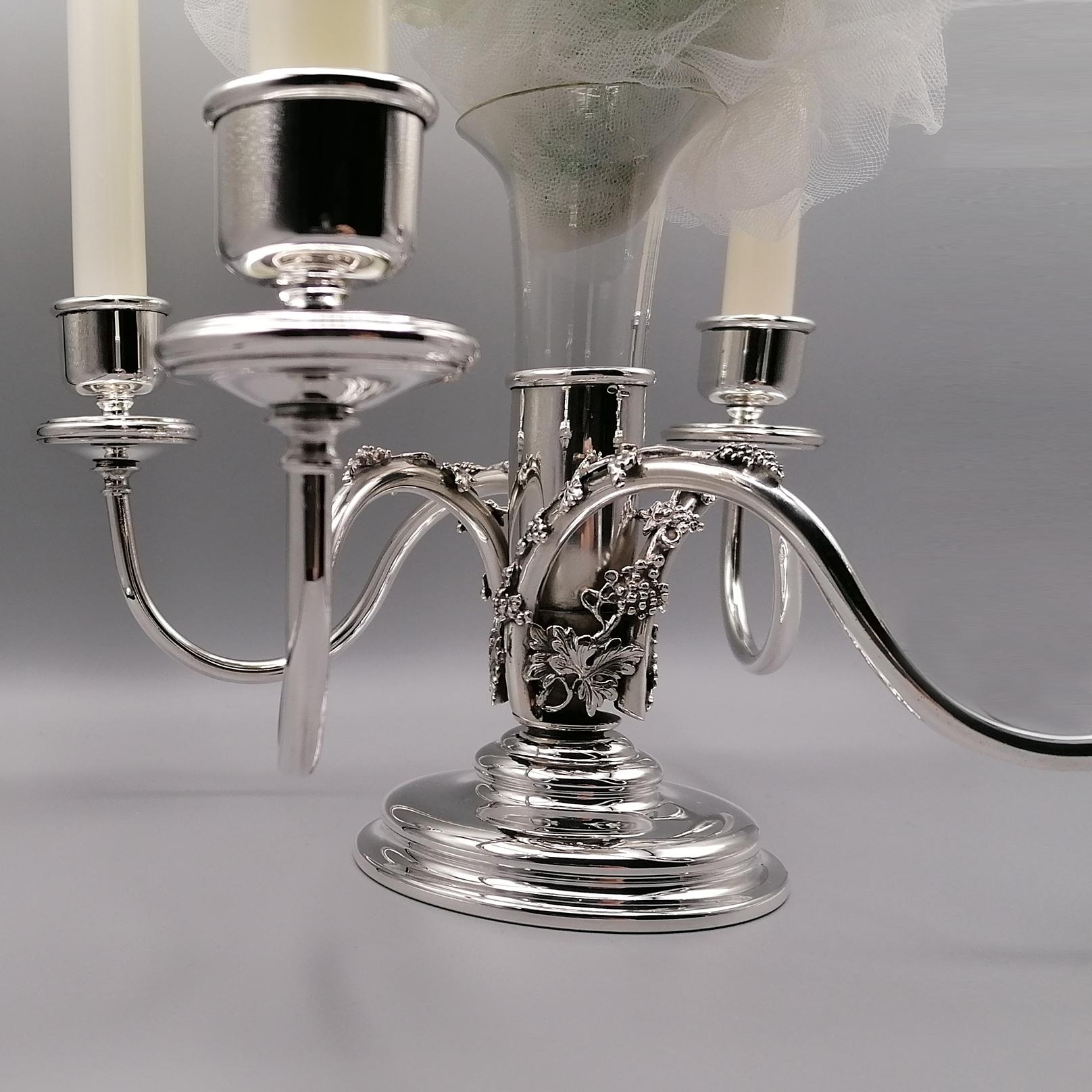 Late 20th Century 20th Century Italian 4 Light Candelabra with Flower Holder For Sale