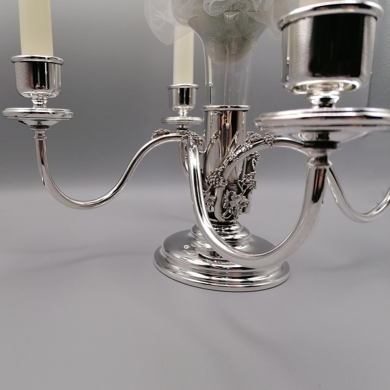 Candélabre italien du 20ème siècle à 4 lumières avec porte-fleurs en vente 2