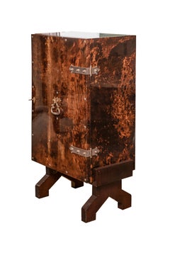 20th century italian 60s Aldo Tura  brown goatskin bar or cabinet