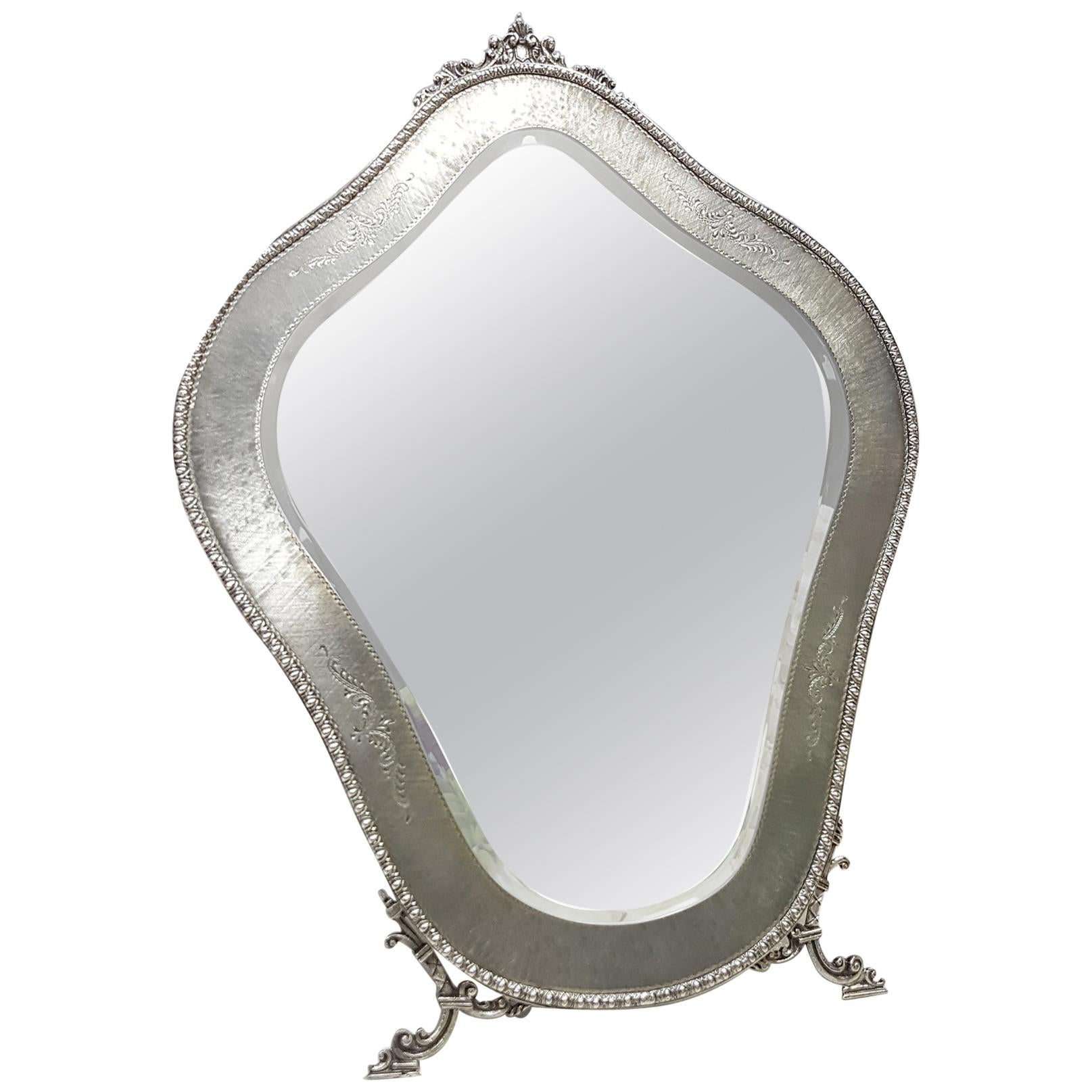 20th Century Italian 800 Solid Silver Table Mirror