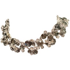 20th Century Italian 925 Silver & Swarovski Crystal Chain Link Choker Necklace