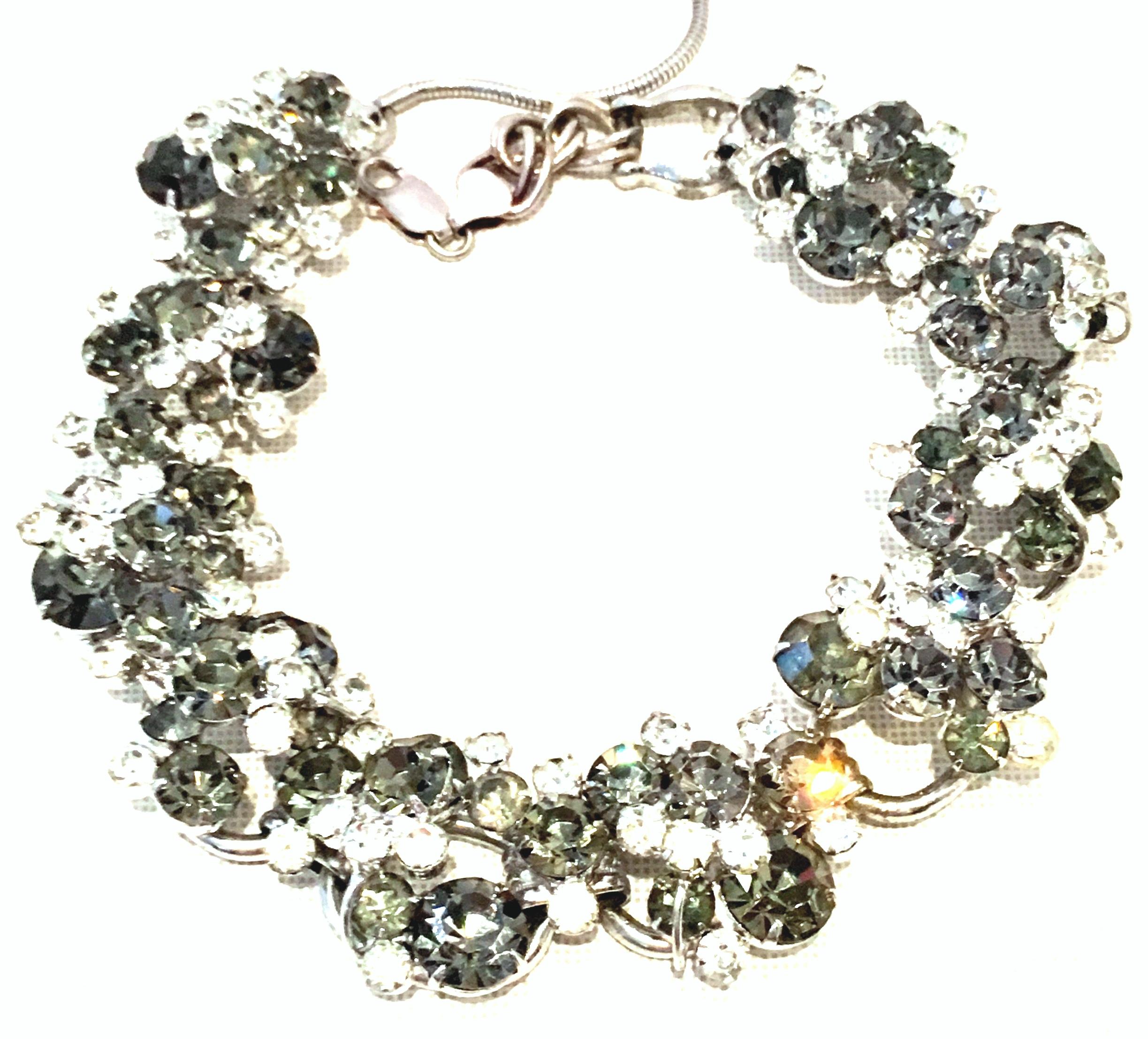 Women's or Men's 20th Century Italian 925 Silver & Swarovski Crystal Chain Link Choker Necklace