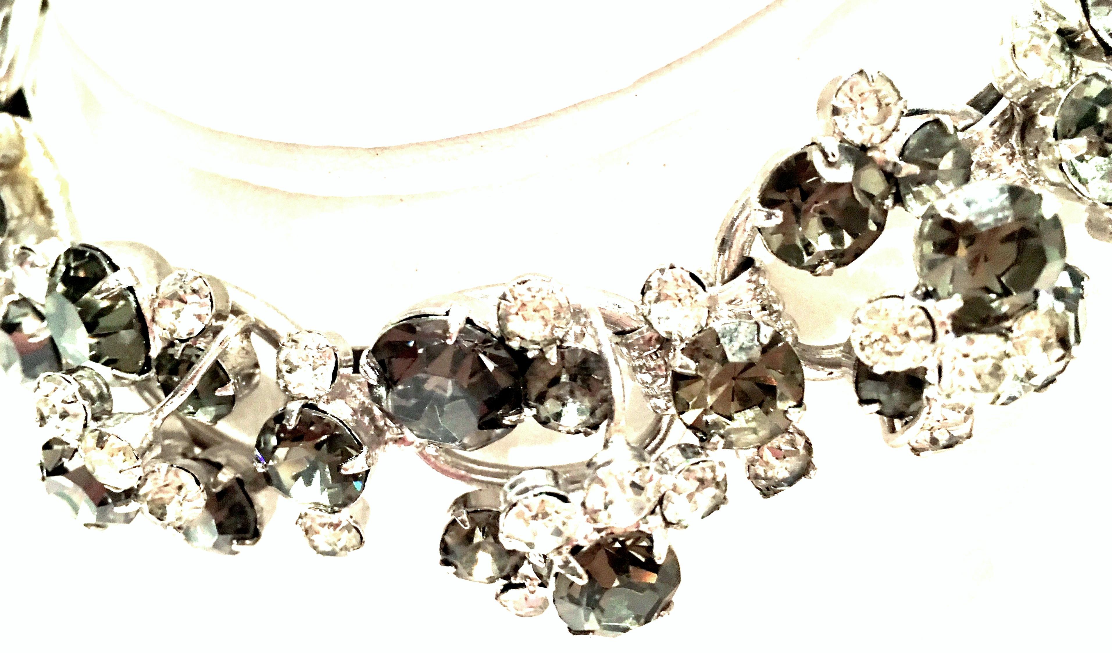 20th Century Italian 925 Silver & Swarovski Crystal Chain Link Choker Necklace For Sale 2