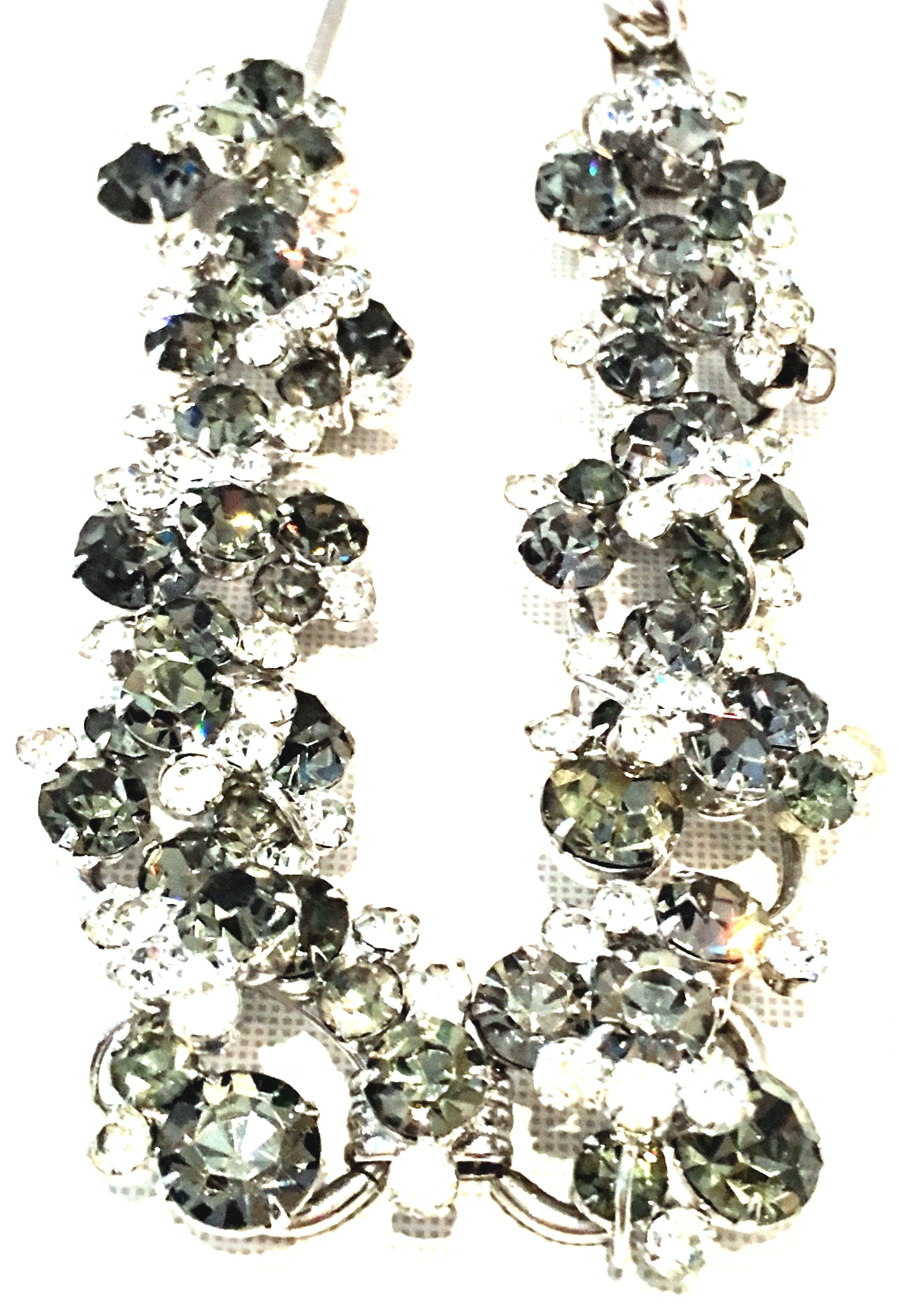 20th Century Italian 925 Silver & Swarovski Crystal Chain Link Choker Necklace For Sale 1