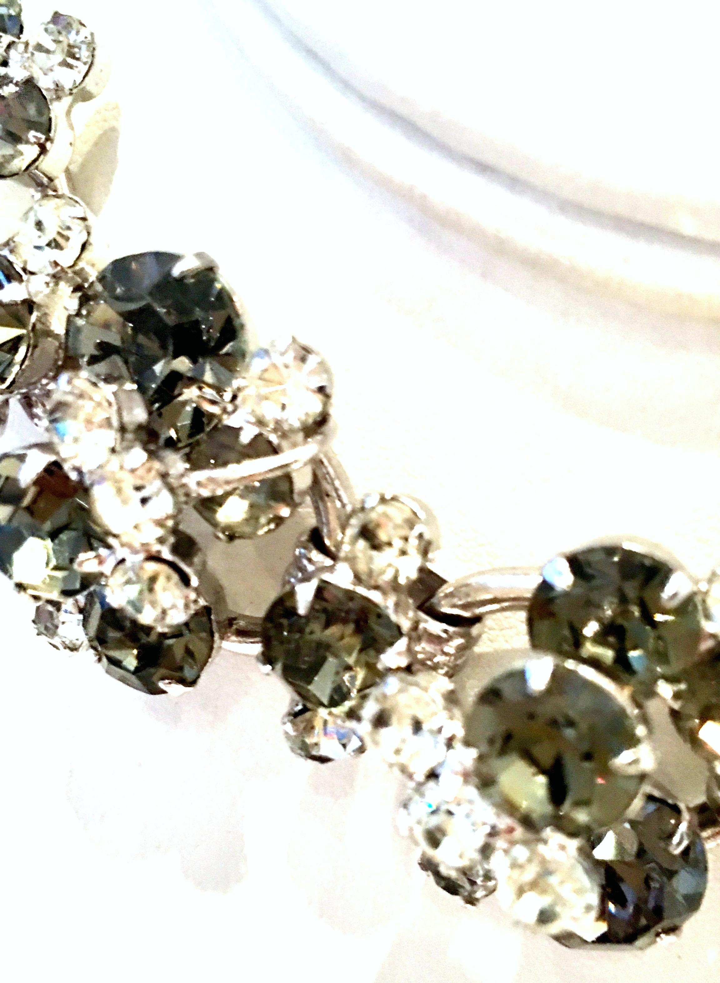 20th Century Italian 925 Silver & Swarovski Crystal Chain Link Choker Necklace For Sale 3